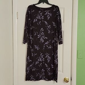 J.Jill Wearever 3/4 sleeve rayon midi dress‎ purple flowers M Tall modest